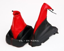 Passend für OPEL VECTRA B Bj. 95-03 Schaltsack + Handbremssack Leder ROT-SCHWARZ