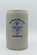 Bierkrug Malteser Brauerei Amberg Maßkrug 1,0 Liter Reklame Werbung Bier