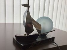 Maritime Art Deco Tischlampe Segelboot Marina Frankreich 30er Jahre