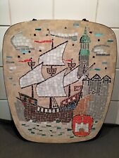 antikes Mosaik Wandbild Hamburg Michel, Kogge, Wappen, Rarität Handarbeit Unikat