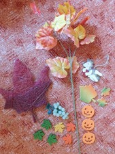 Konvolut Deko Herbst Basteln Sisalblatt Weintraube Igel Blätterzweig Halloween
