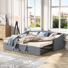 Polsterbett Tagesbett 90x200 Ausziehbares Schlafsofa mit Lattenrost Doppelbett