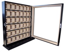 Uhrenhuette Vitrine für Uhren Tischvitrine schwarz 36 Uhren No.8
