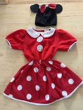 Faschings-Kostüm, Minnie -Mickymaus-Kleid für Mädchen, Gr. 110, rot-weiß-schwarz