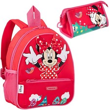 Disney Minnie Mouse Rucksack Tasche & Bleistiftetui Kinder Mädchen Cartoon Figur blau