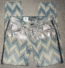 Damen Jeanshose Grau/Blau Zickzackmuster Silberglanz W29 Street One