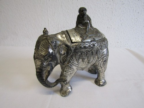 Alte spardose elefant mit affe - alte,
