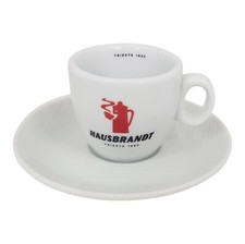 Hausbrandt Espressotasse rot mit Unterteller - Caffe Milano