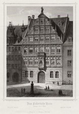 Nürnberg Pellersche Haus Original Stahlstich Hablitschek 1840