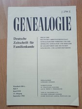 Dt. Zeitschrift Familienkunde Genealogie Ahnenforschung Bd. 17 Heft 9 Sept. 1984
