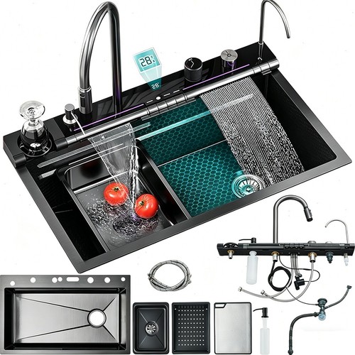 Schwarz led küchenspüle - led,