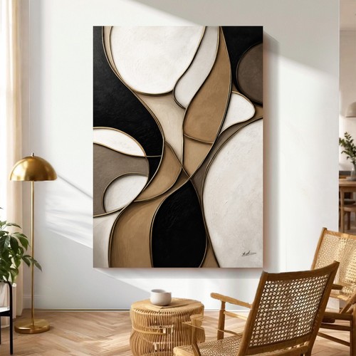 Abstraktes leinwandbild beige - leinwandbild,