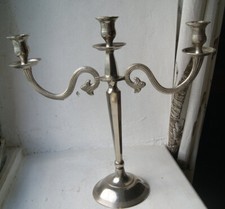 Kerzenleuchter ,3 armig, silberfarben,Zinn