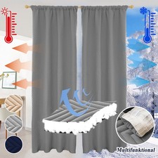 Vorhang Thermovorhang Gardinen mit Kräuselband 100% Blickdicht Dick Kälteschutz