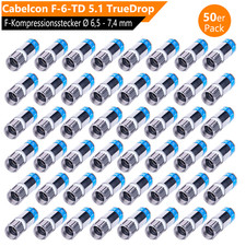 50x Cabelcon F-6-TD 5.1 TrueDrop F Kompressionsstecker 7mm Koaxialkabel Stecker