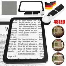 Leselupe mit Licht Groß 5X Lupe Handlupe Senioren 48LEDs 3Beleuchtungsmodus NEU