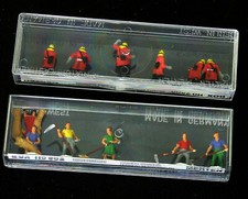 Merten Miniatur Figuren HO OVP 2 Schachteln Feuerwehr / Erntearbeiter