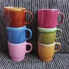 Vintage - 6 farbige stapelbare