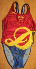 Turbo FNCD Damen Badeanzug mit Lycra  rot gelb blau Motiv Gr. M