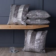 4er Set Silber Glitzer Streifen zerkleinerter Samt Kissen Abdeckungen 18 Zoll oder groß 22 Zoll 