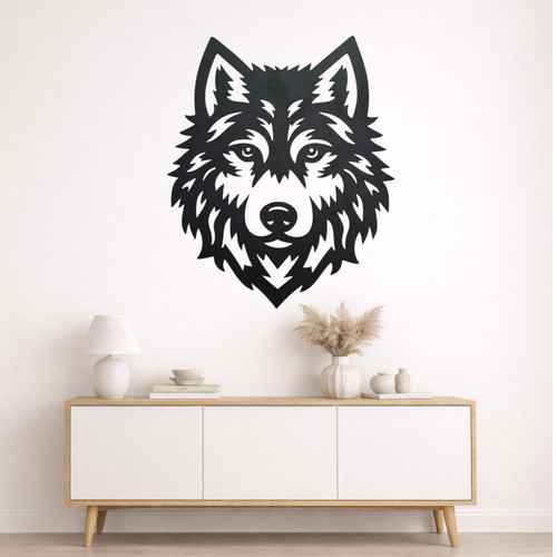Wolfkopf wandbild holzbild - wandbild, 3d