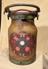 Milchkanne mit Blumenmotiv bemalt, mit Deckel, z.B. als Schirmständer