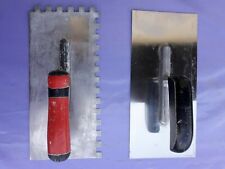 2 Verputzkellen 1x verzahnt, 1x glatt, 280 X 130 mm, Stahl, Made in Germany gebr