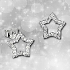 Ohrstecker weiß Stern offen Zirkonia 925 Silber Ohrringe SilberDream GSO405W