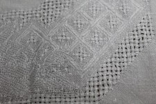 altes Tischset, Tischdecke, Damast und AIDA Felder, Leinen oder H. Leinen,