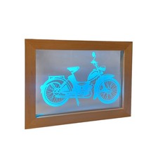 Simson SR2 SR2E LED-Holzrahmen bunt beleuchtet 17 x13 cm USB Schalter Plexiglas 