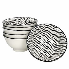 6er Set Jail Bowl-Schalen 500ml schwarz-weiß Müsli Salat Dessert Schüssel