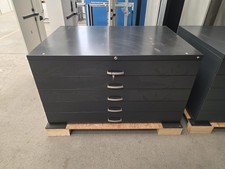 C+P Flachablageschrank 5 Schubladen 135x96cm schwarz abschließbar