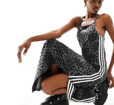 ADIDAS ORIGINALS MAXIKLEID LEOPARD LUXUS 3 STREIFEN NEU MIT ETIKETT UK L LETZTER