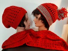 Set je 1 Mütze nach Wahl +Schal, Handarbeit, Unikat, Wolle , rot, Accessoires