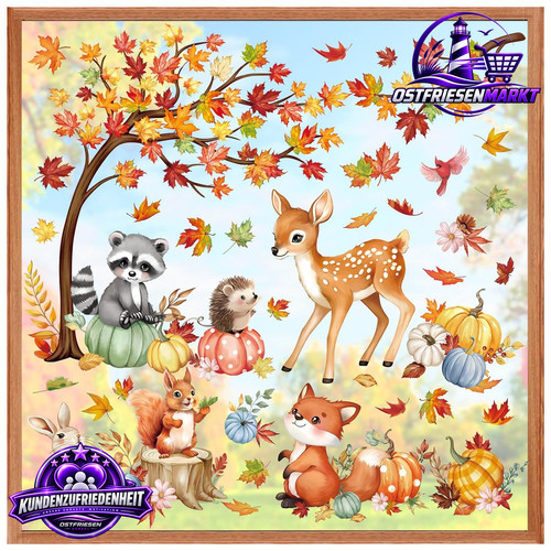 Fensterbilder herbst waldtiere - fensterbilder,