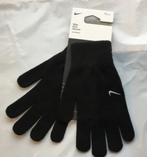 Nike schwarze Strickhandschuhe Herren Erwachsene Winter Fußball Laufhandschuh Größe S/M NEU