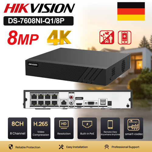 Hikvision 8ch 8poe 8mp - 8ch,