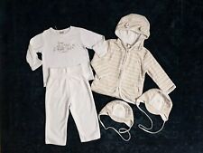 KANZ 5tlg Babyset Ausfahrgarnitur Baumwollsamt weiß beige gelb Gr 80 Weihnachten
