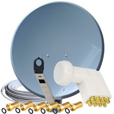 Sat Spiegel Alu-Schüssel 65-70cm Spiegel mit Octo LNB bis zu 8 Teilnehmer dunkel