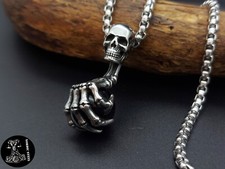 Anhänger Halskette Totenkopf Skull Kralle Edelstahl Schmuck Kugel Gothic NEU