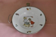Porzellan mit Metall  Kinder Teller  warmhalter Vintage  #I