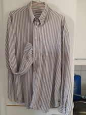 Paolo Negrato Herren Hemd langarm hellblau beige gestreift Gr. 43/44 reg fit