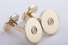 Diamant Manschettenknöpfe Cartier 750 18K Gelb Gold Cufflinks #