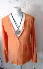 Bluse tunika shirt M 38-40 apricot orange batik Viscose yessica RV-auschnitt