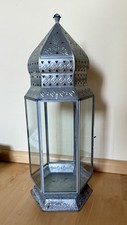 Dekorative große XL Laterne Marokko Metall silber Glas Windlicht v. TCM TCHIBO