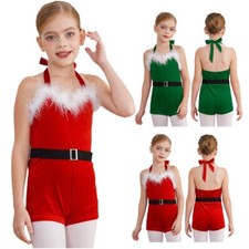 Kinder Mädchen Body Mit Gürtel Unitards Weihnachten Ärmellos Gymnastikanzug