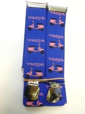 Vespa Roller / Motorrad Hosenträger Blau mit Rosa Aufdruck Vespa + Rollerbild 