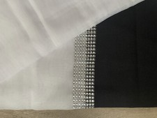 Gardine Store ♥ STRASS / ZIRKONIA Bordüre ♥ NEU 300x145 *EDEL* Weiß-Schwarz