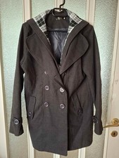 Damenmantel Kurzmantel mit Kapuze, Futter, Zweireiher, grau, Gr. ca. 36-38