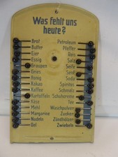Alte Merktafel Blechschild Was fehlt uns heute Einkaufsliste Küche vintage